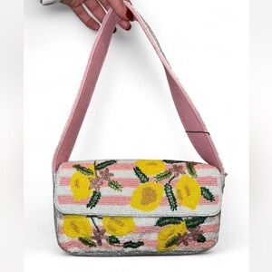 viral lemon pink striped beaded shoulder bag made in india america and beyond